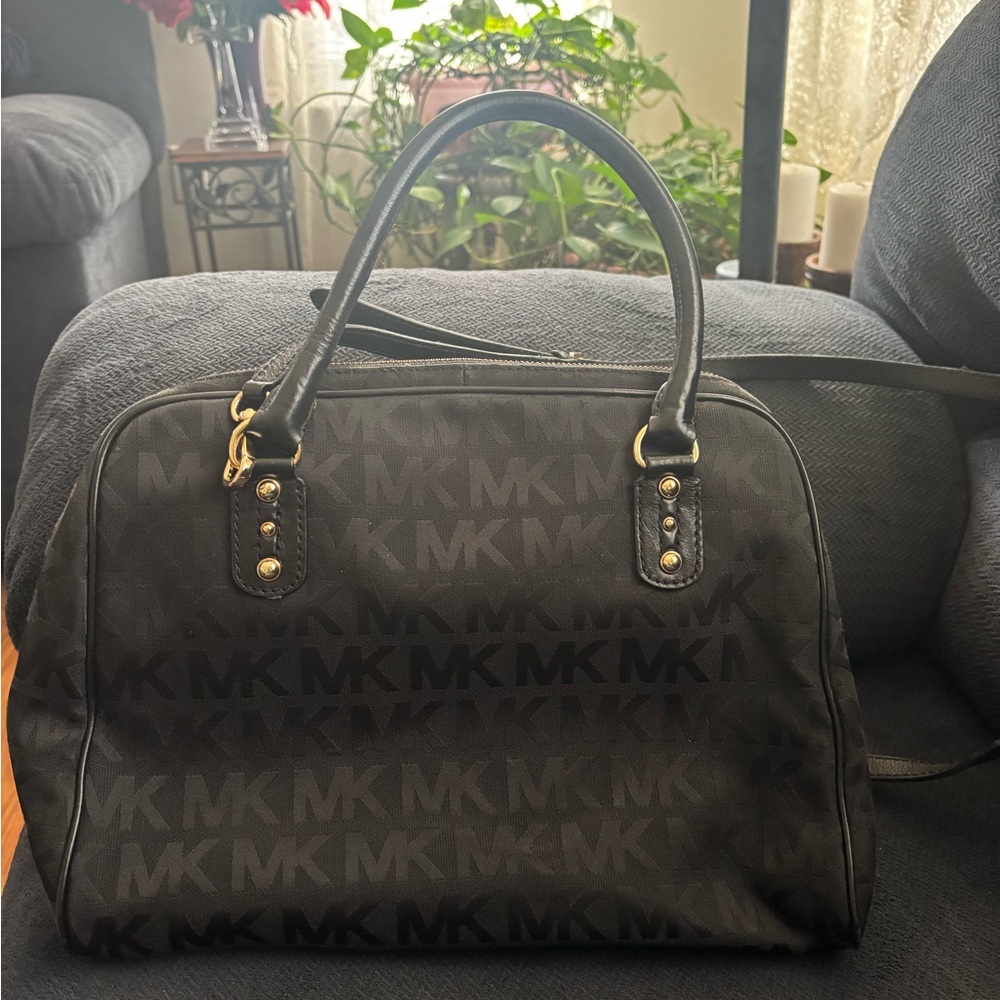 Michael Kors Women’s Black Monogram Satchel